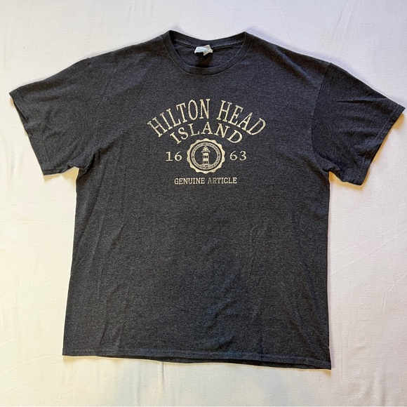Tops - Vintage Delta Pro Weight Gray Hilton Head Island‎ Graphic Tee Adult Large